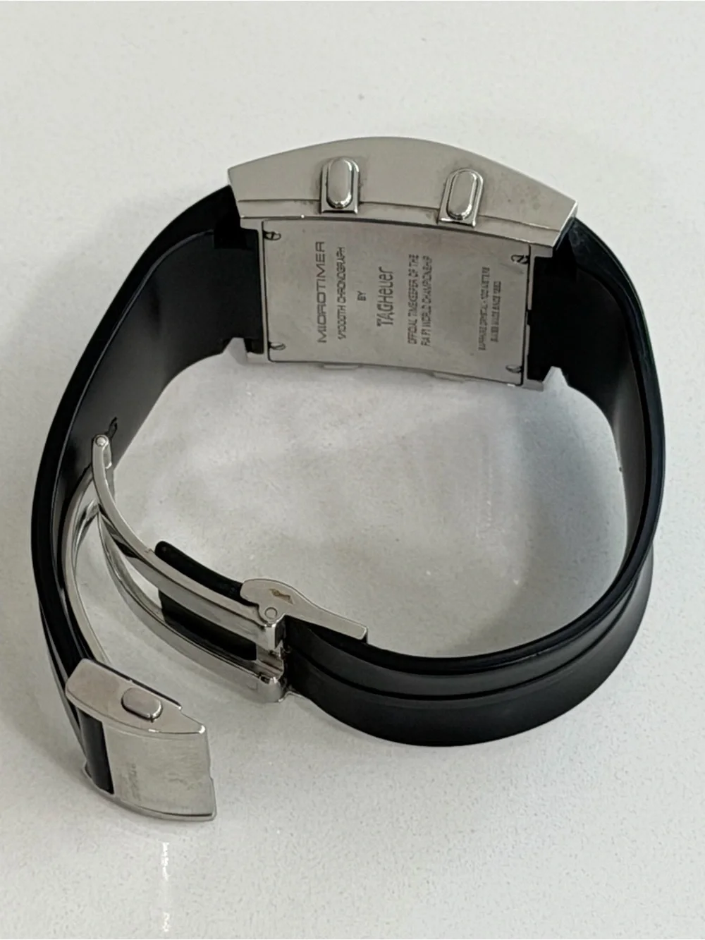 Tag Heuer Microtimer Steele Rubber Quartz Mens Watch Polished